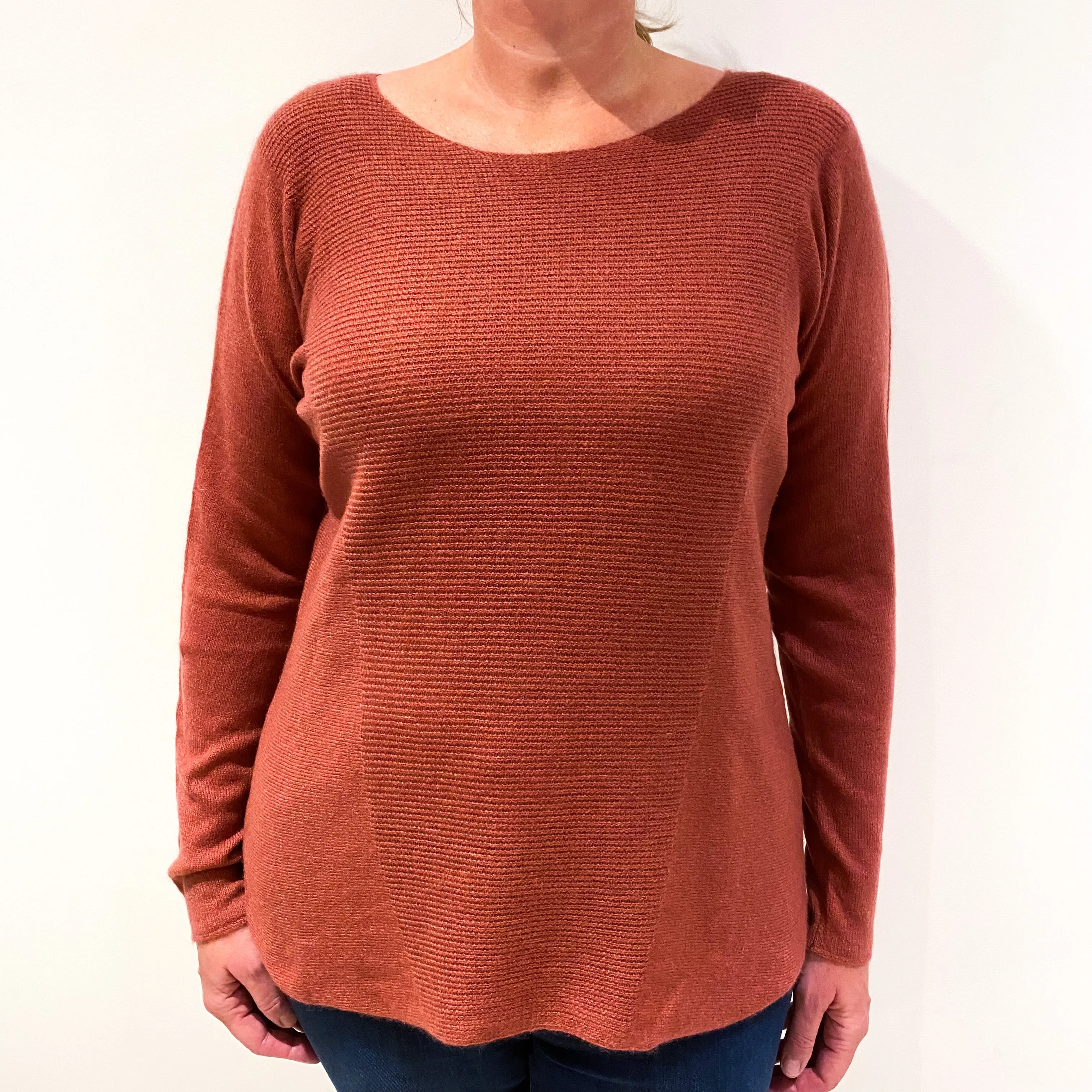 Pink Peppercorn Batwing Cashmere Crew Neck Jumper Large
