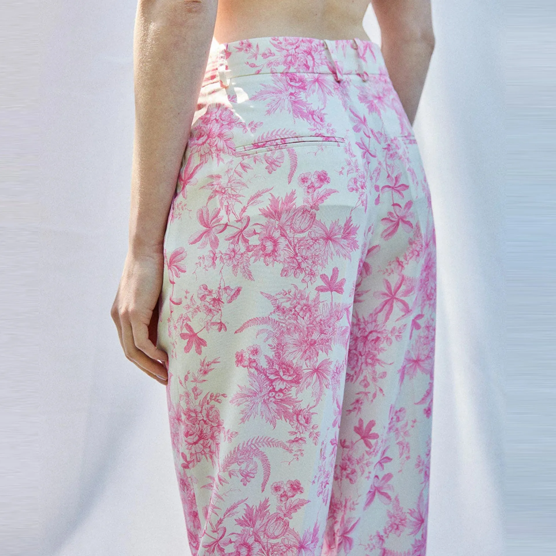 Pirandello Trouser (Pink Toile De Jouy Print)