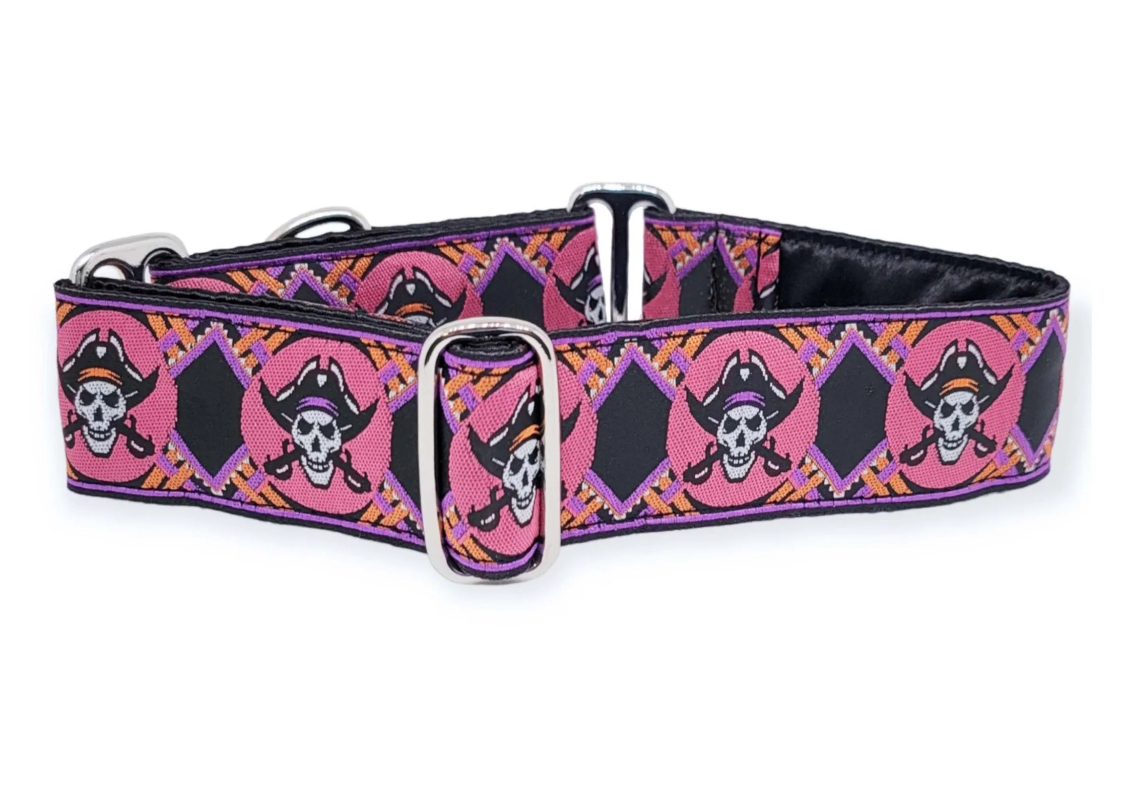 Pirates in Pink- Martingale or Buckle Dog Collar - 1.5" Width