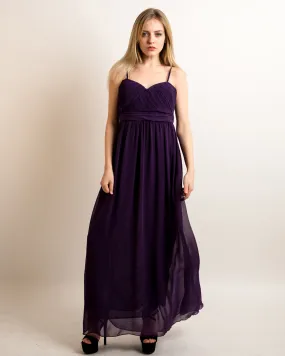 Pleated Bust  Maxi Dress (Purple)