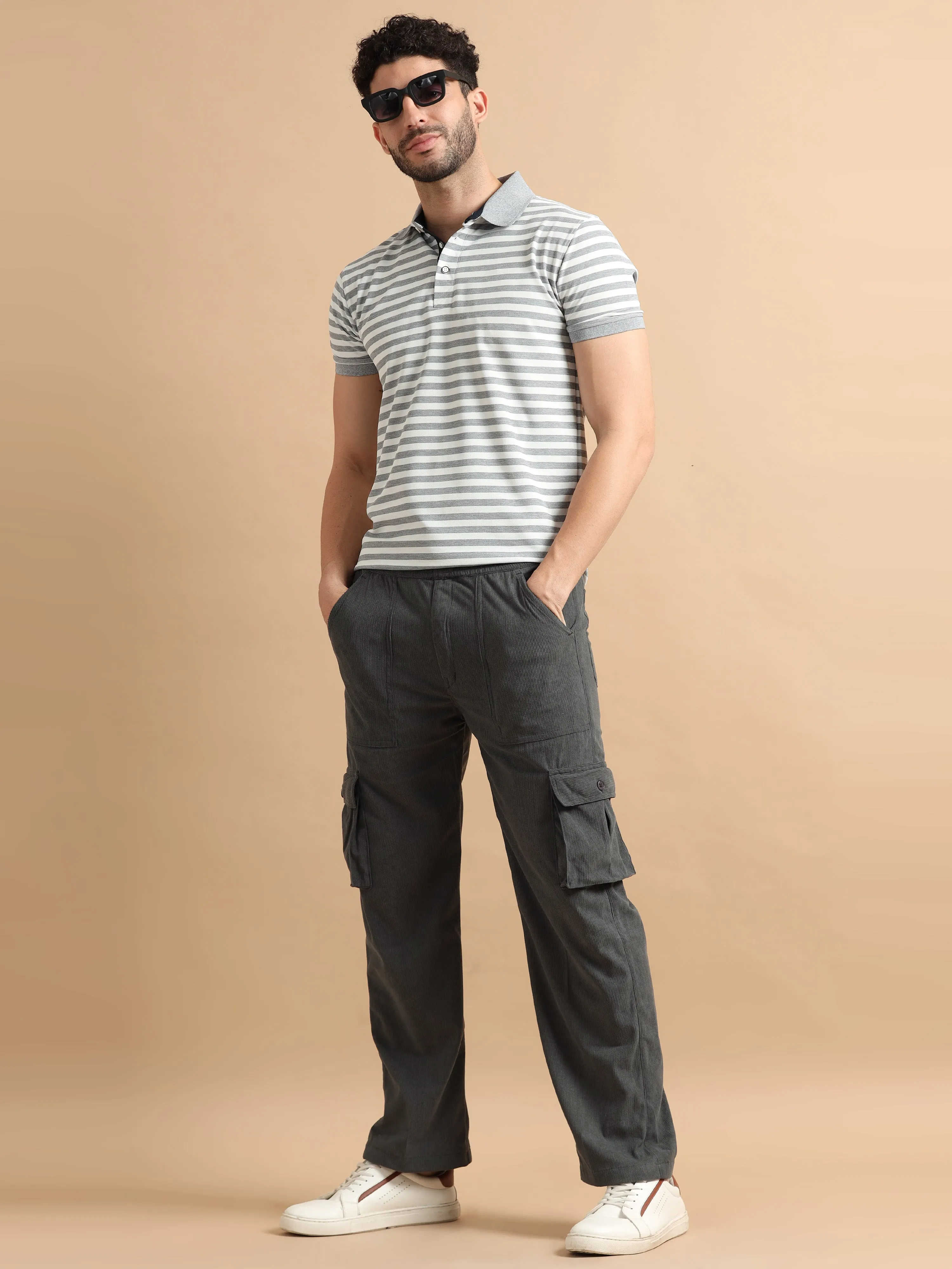 Plus Size Utility Relaxed Fit Cargo Pant - Slate Grey