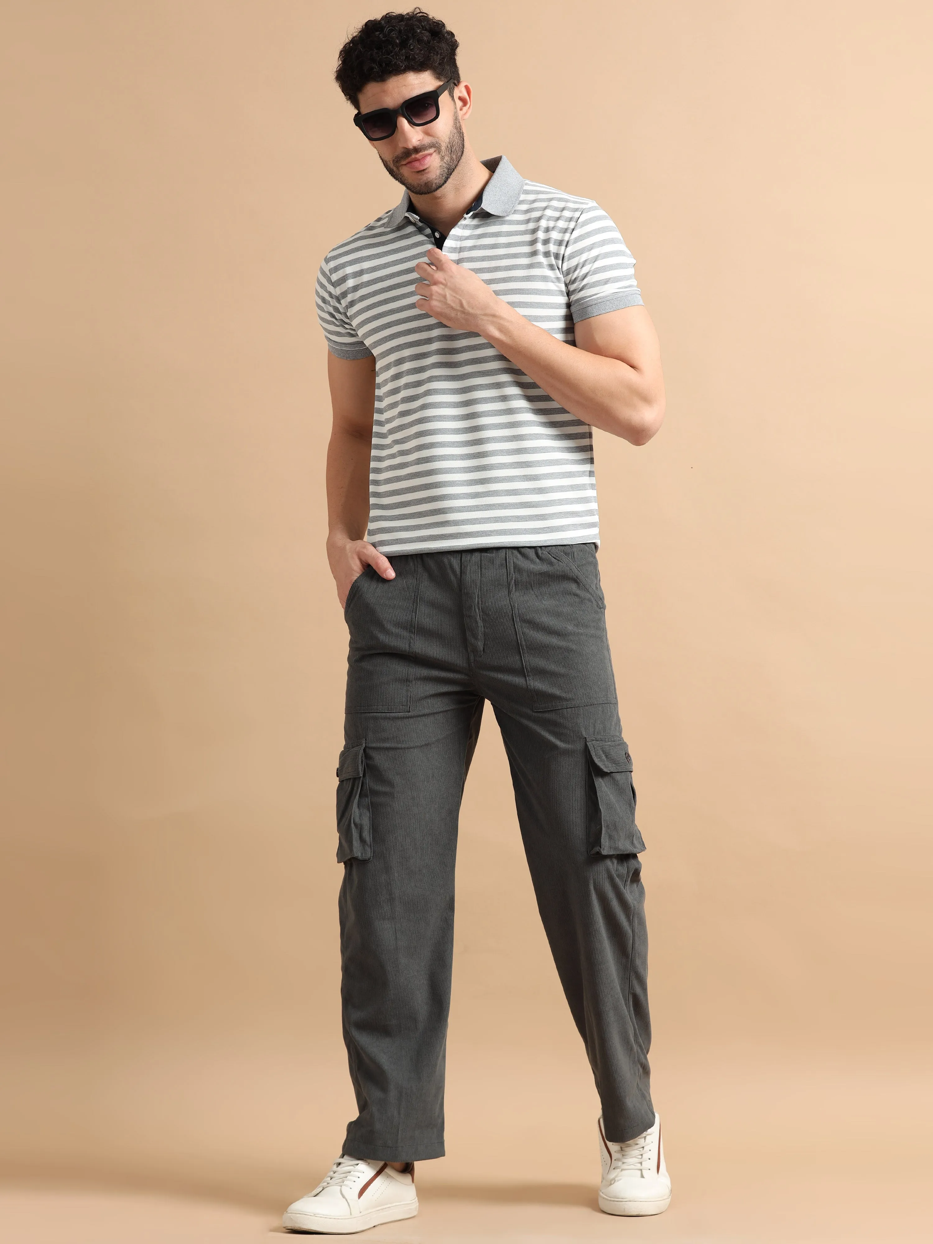 Plus Size Utility Relaxed Fit Cargo Pant - Slate Grey