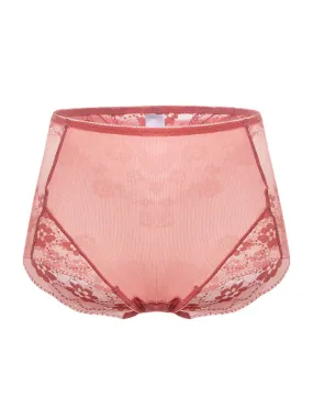 Plus Size Women Sheer Lace Floral Jacquard Breathable High Waist Panties