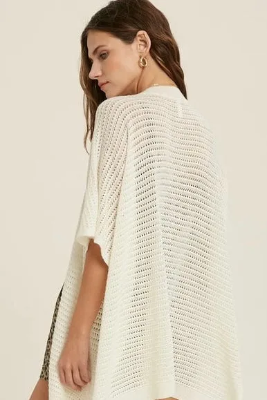 Pointelle Short Sleeve Kimono Cardigan | 3 colors |