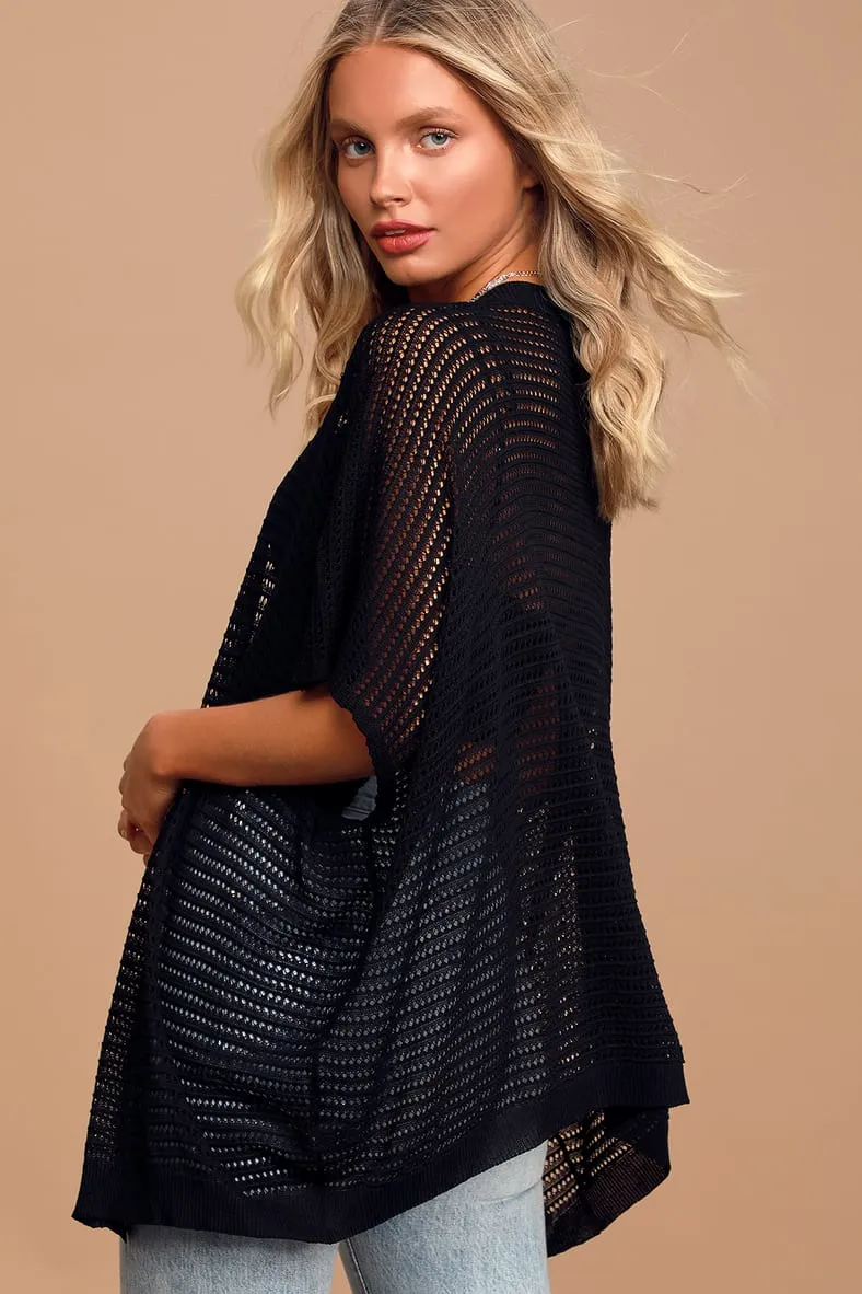 Pointelle Short Sleeve Kimono Cardigan | 3 colors |