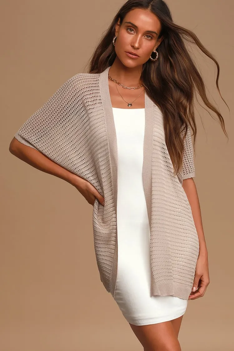Pointelle Short Sleeve Kimono Cardigan | 3 colors |