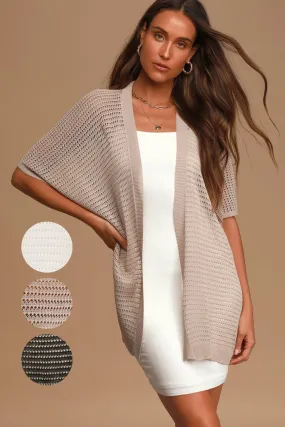 Pointelle Short Sleeve Kimono Cardigan | 3 colors |