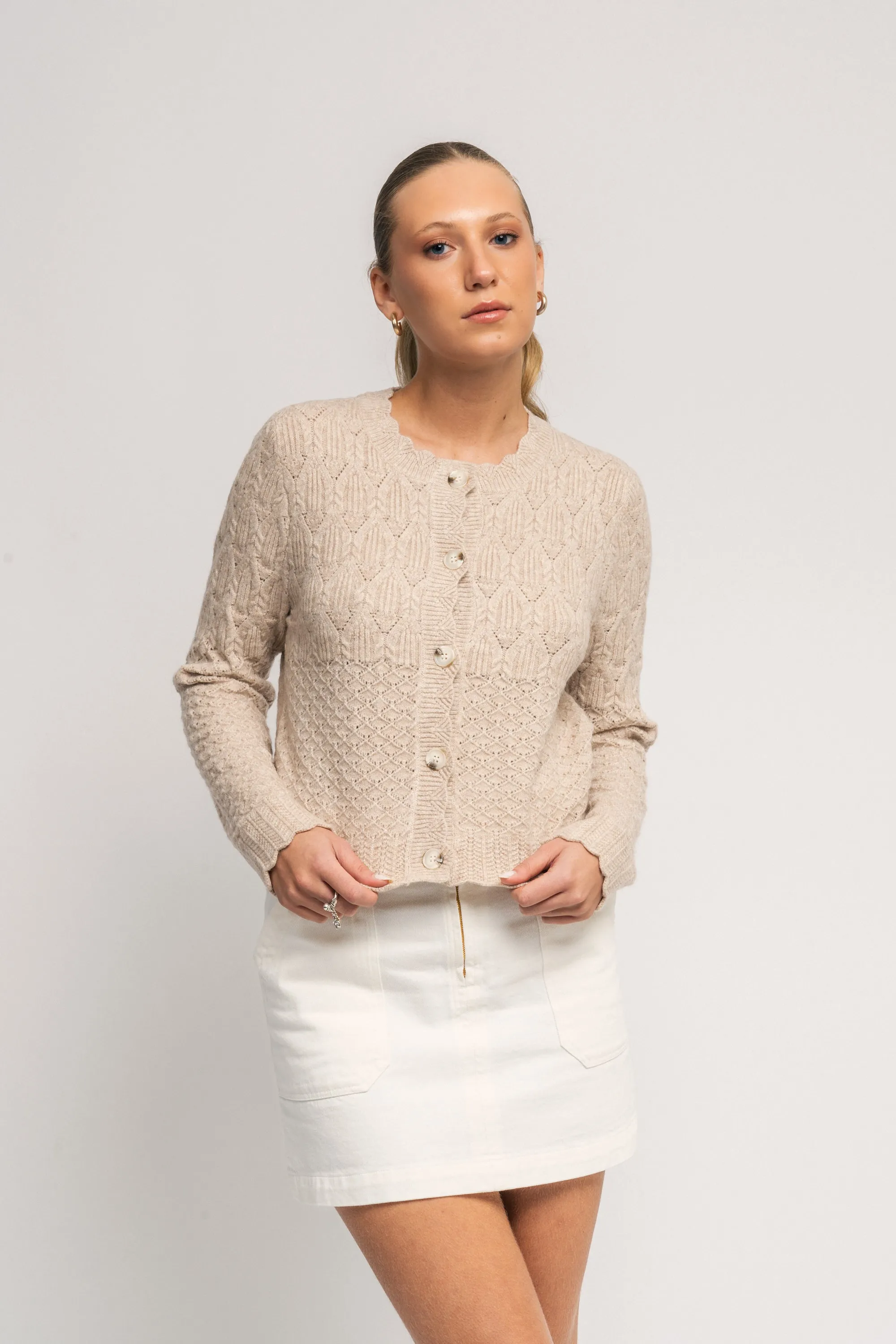 PointelleCC Cardigan - Bone