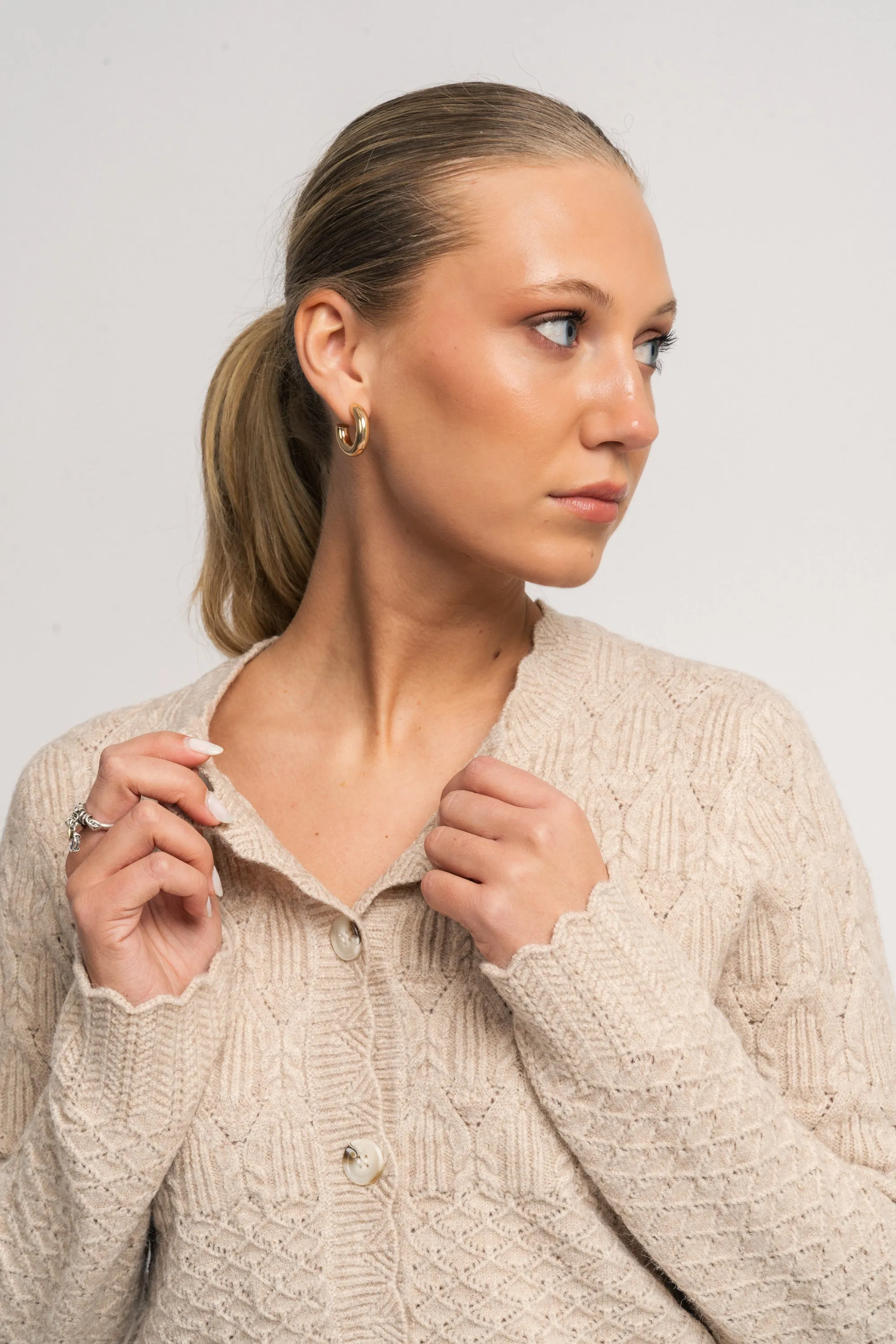 PointelleCC Cardigan - Bone