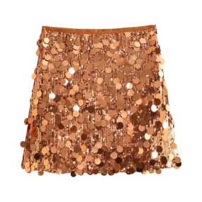 Pre Order:  Gold Sequins Embellished Mini Skirt