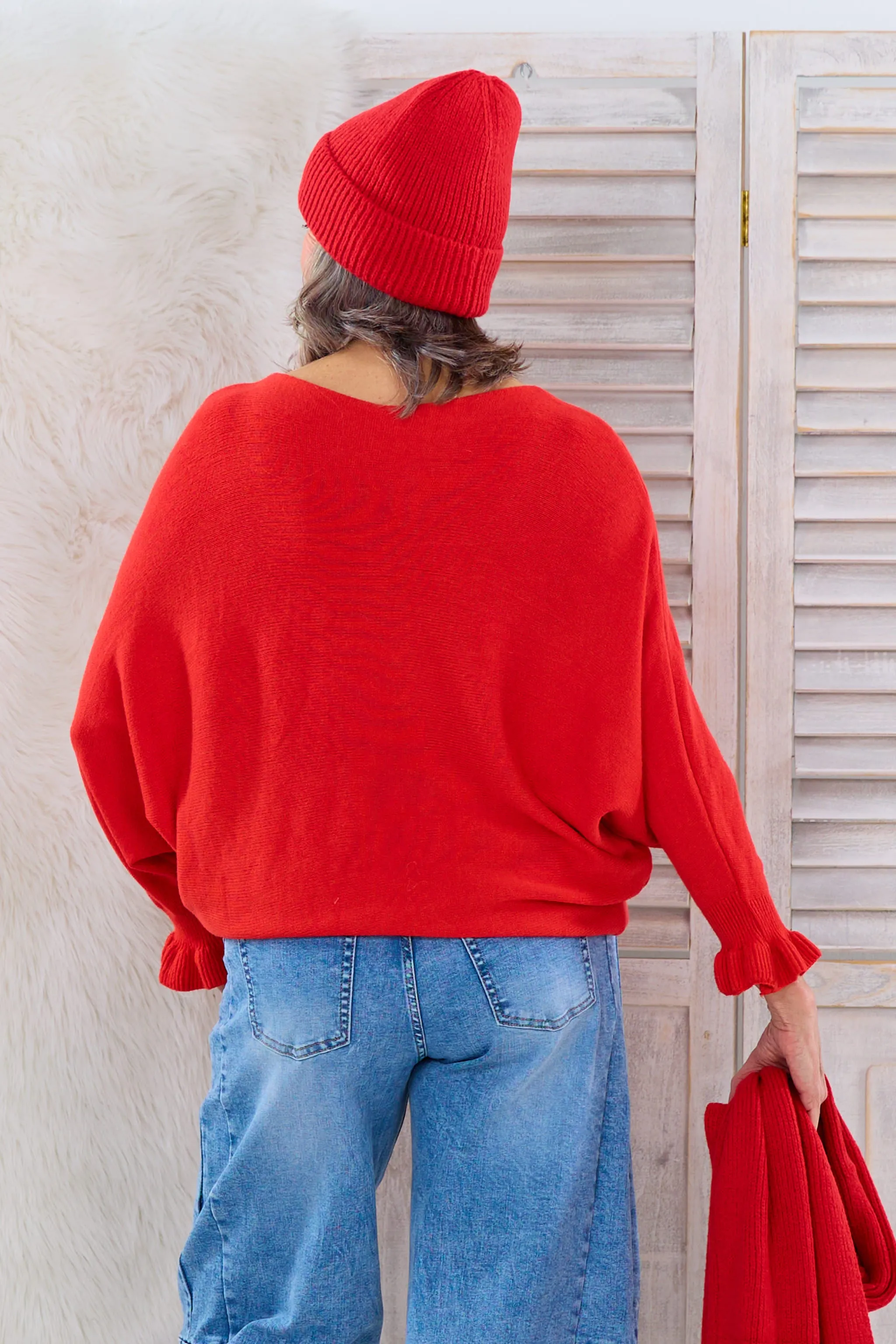 Pulli mit Fledermausärmeln, rot