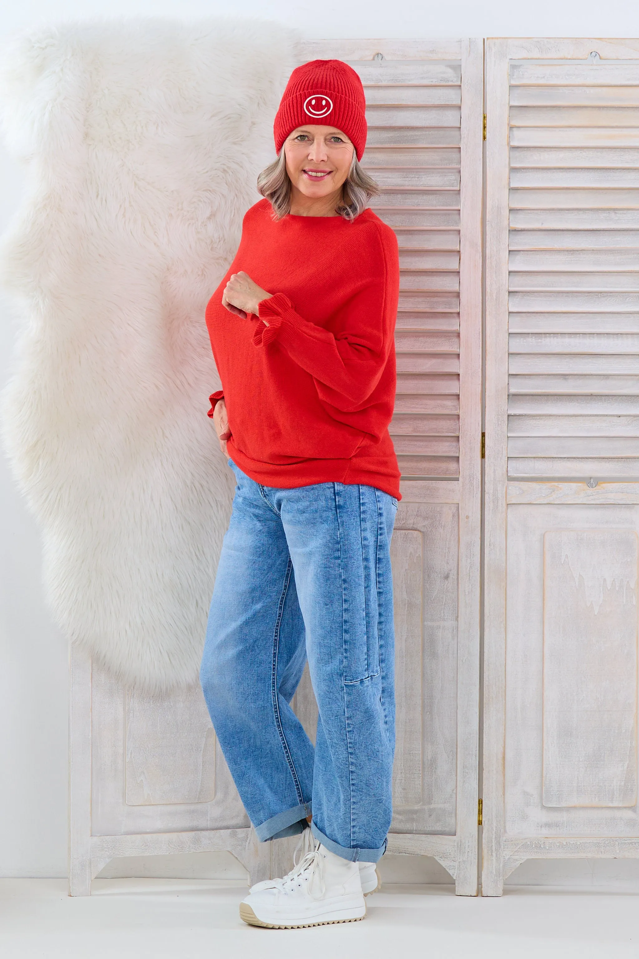 Pulli mit Fledermausärmeln, rot