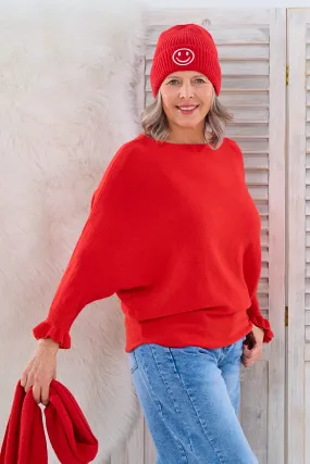 Pulli mit Fledermausärmeln, rot