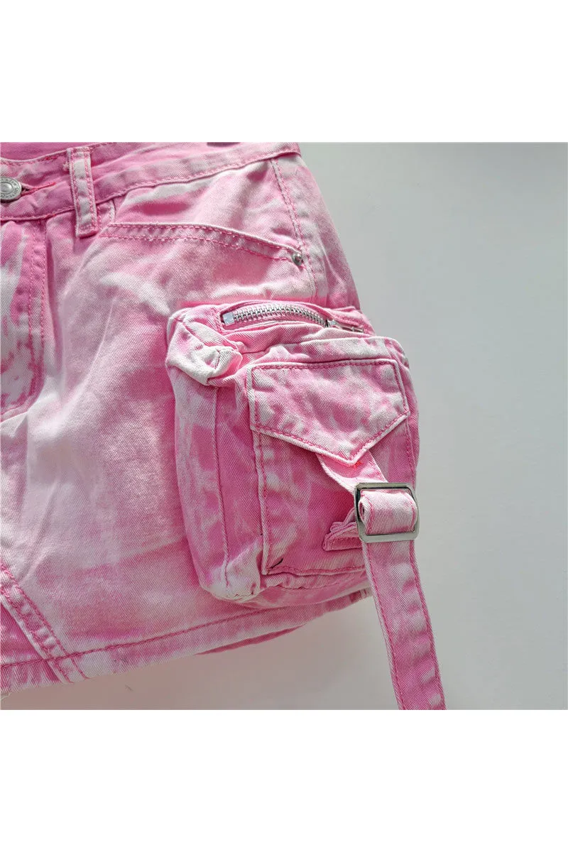 QK0698 Distressed Denim Mini Skirt