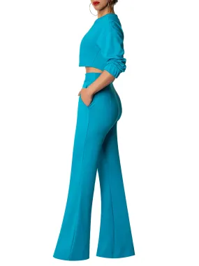 "Solange" Teal High Waist Pants