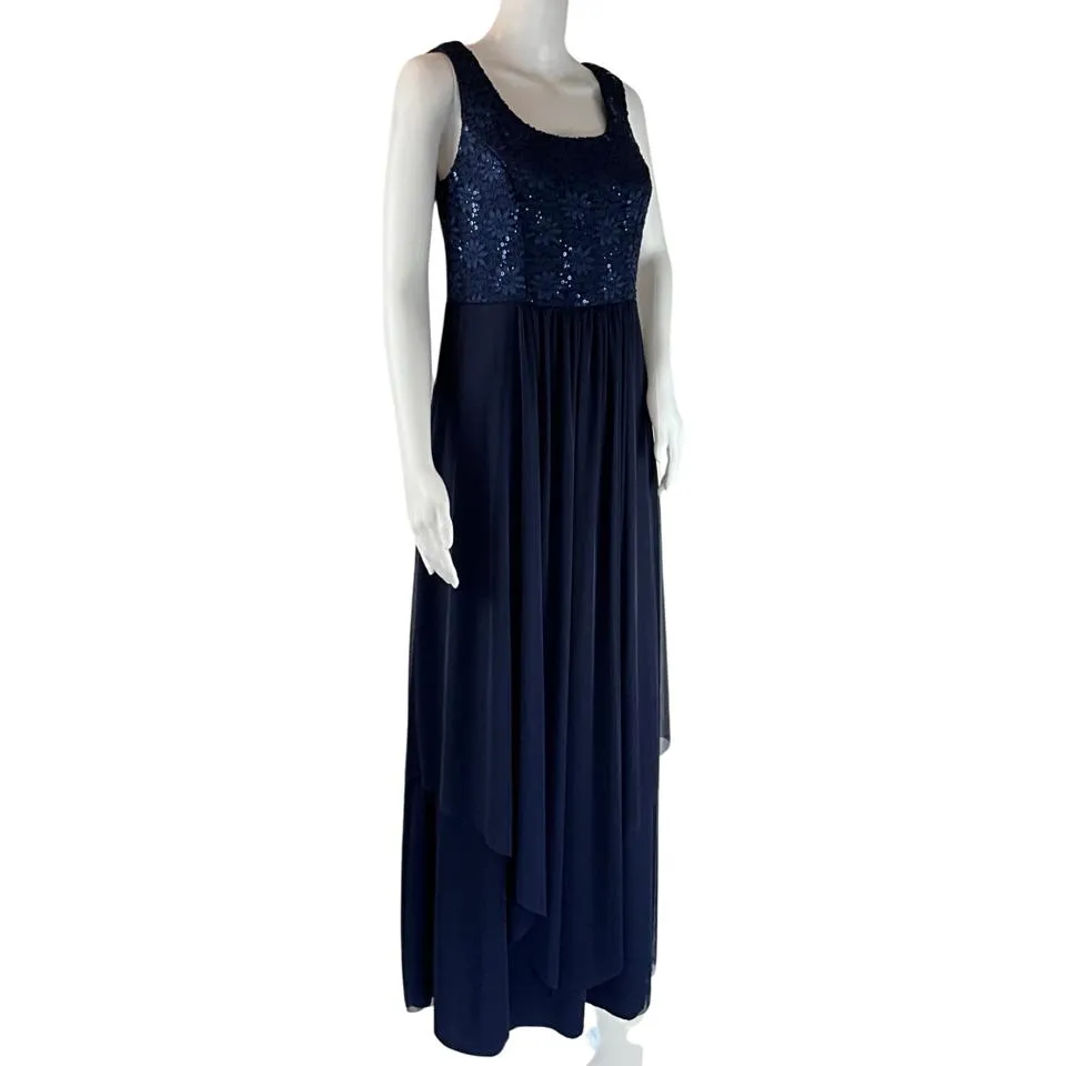 R&M Richard Women's Sleeveless Maxi Formal Evening Dress Gown Navy Blue Sz 6