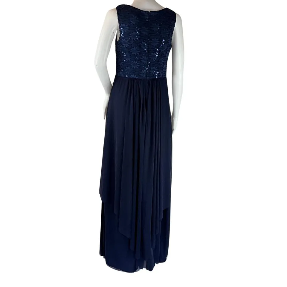 R&M Richard Women's Sleeveless Maxi Formal Evening Dress Gown Navy Blue Sz 6