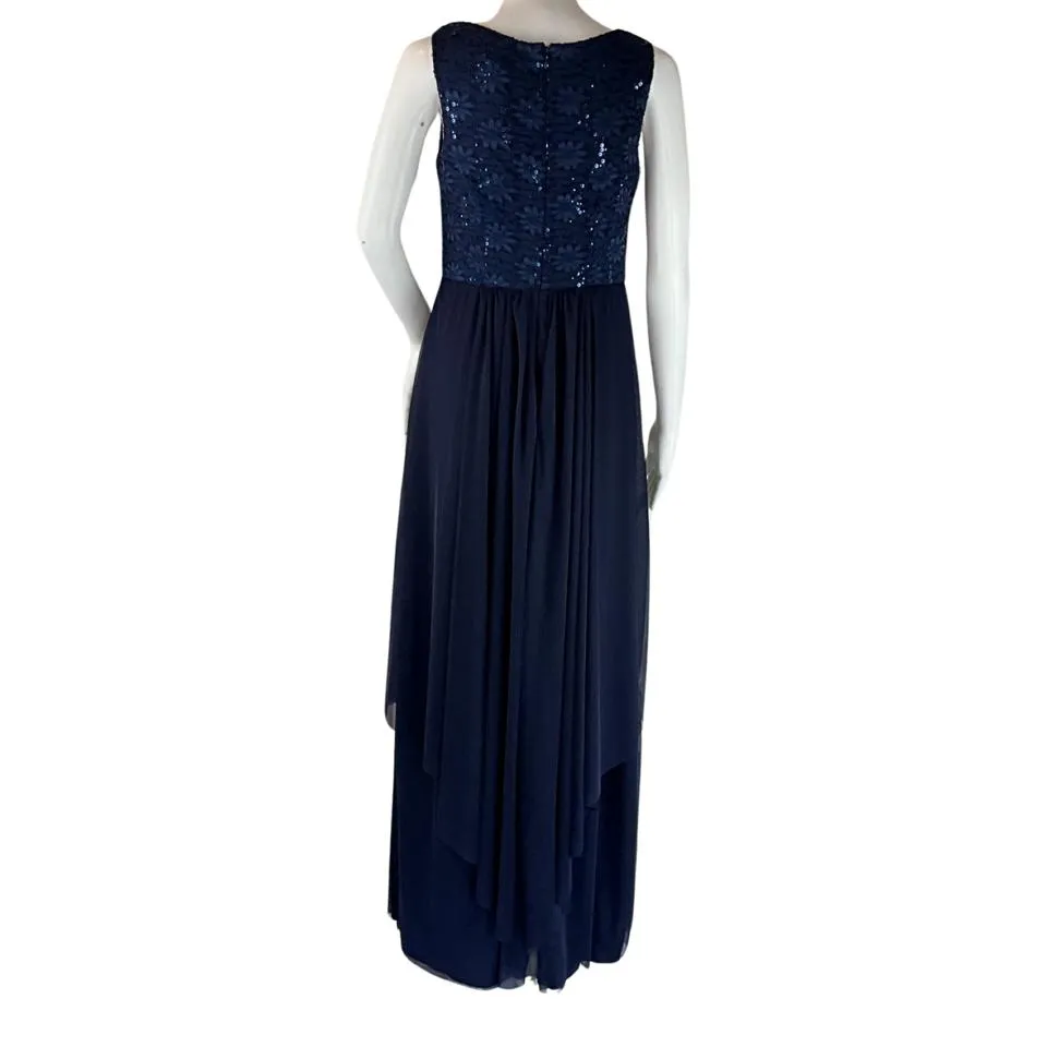 R&M Richard Women's Sleeveless Maxi Formal Evening Dress Gown Navy Blue Sz 6