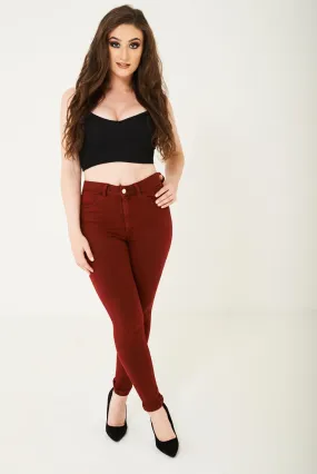 REGULAR Skinny Jean in Solid Red Ex Brand