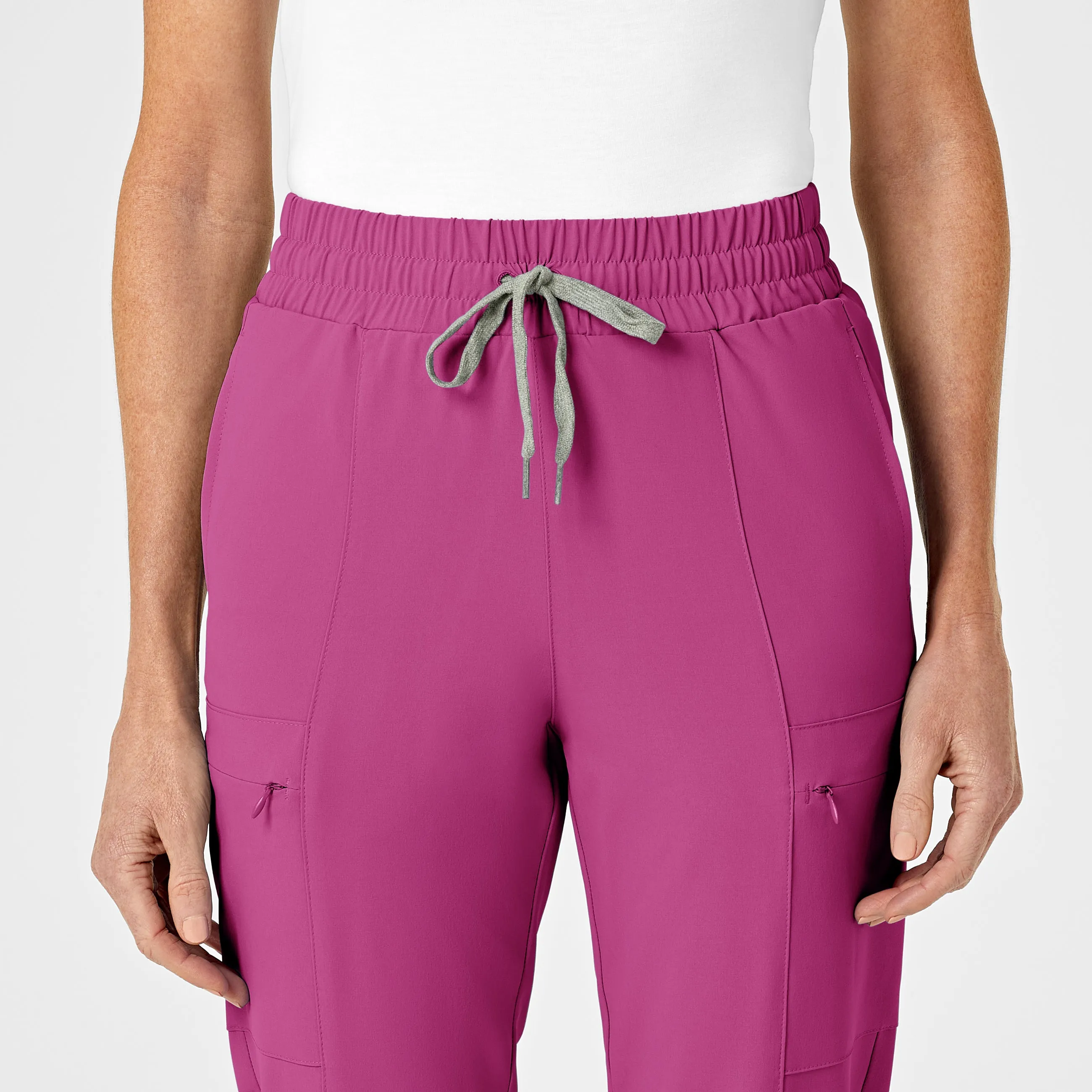 RENEW Women's High Waist Slim Leg Scrub Pant - Raspberry