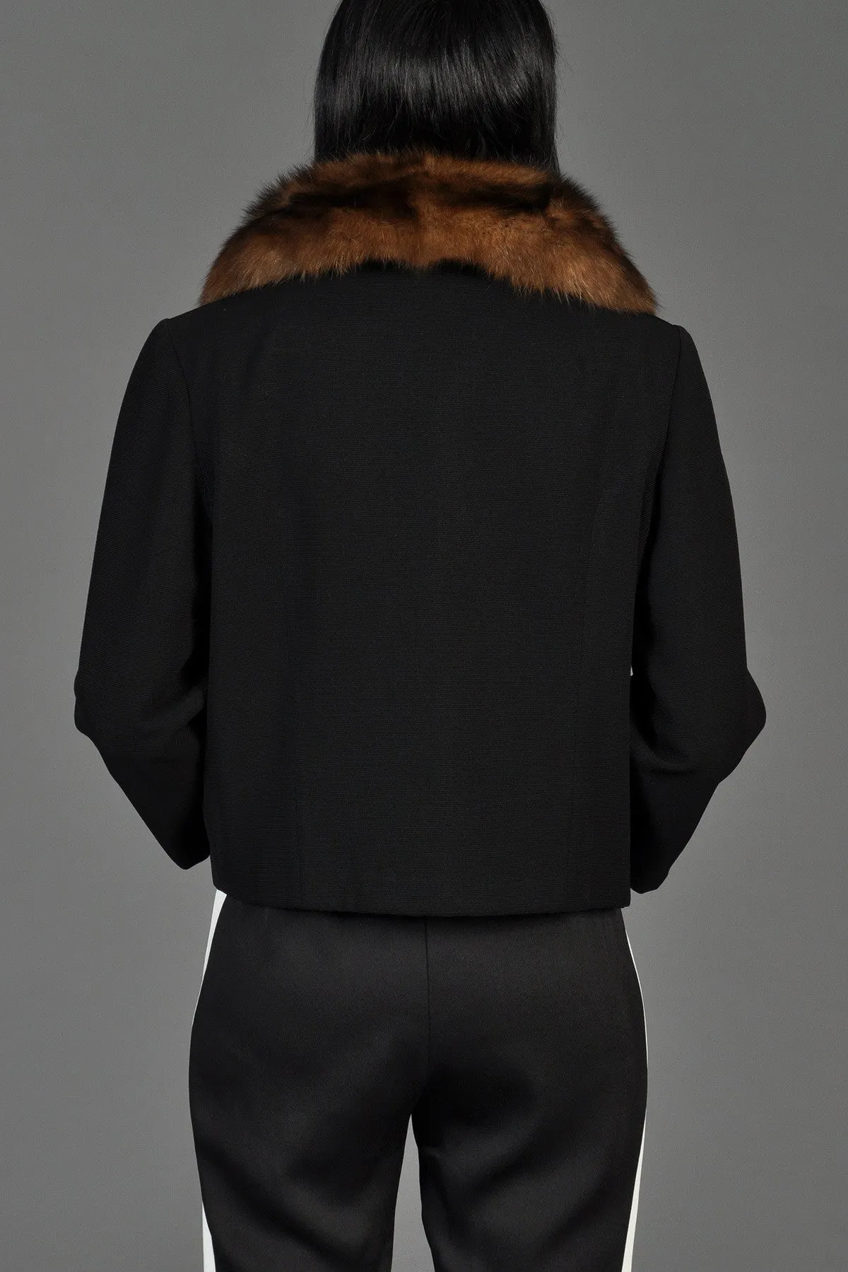 Saks 5th Ave 1960s Cropped Jacket w/Sable Collar