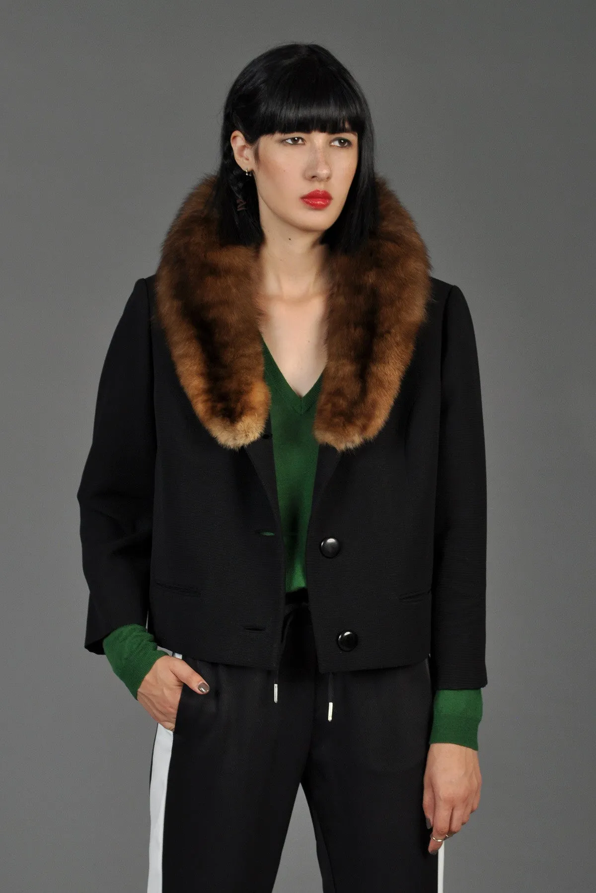 Saks 5th Ave 1960s Cropped Jacket w/Sable Collar