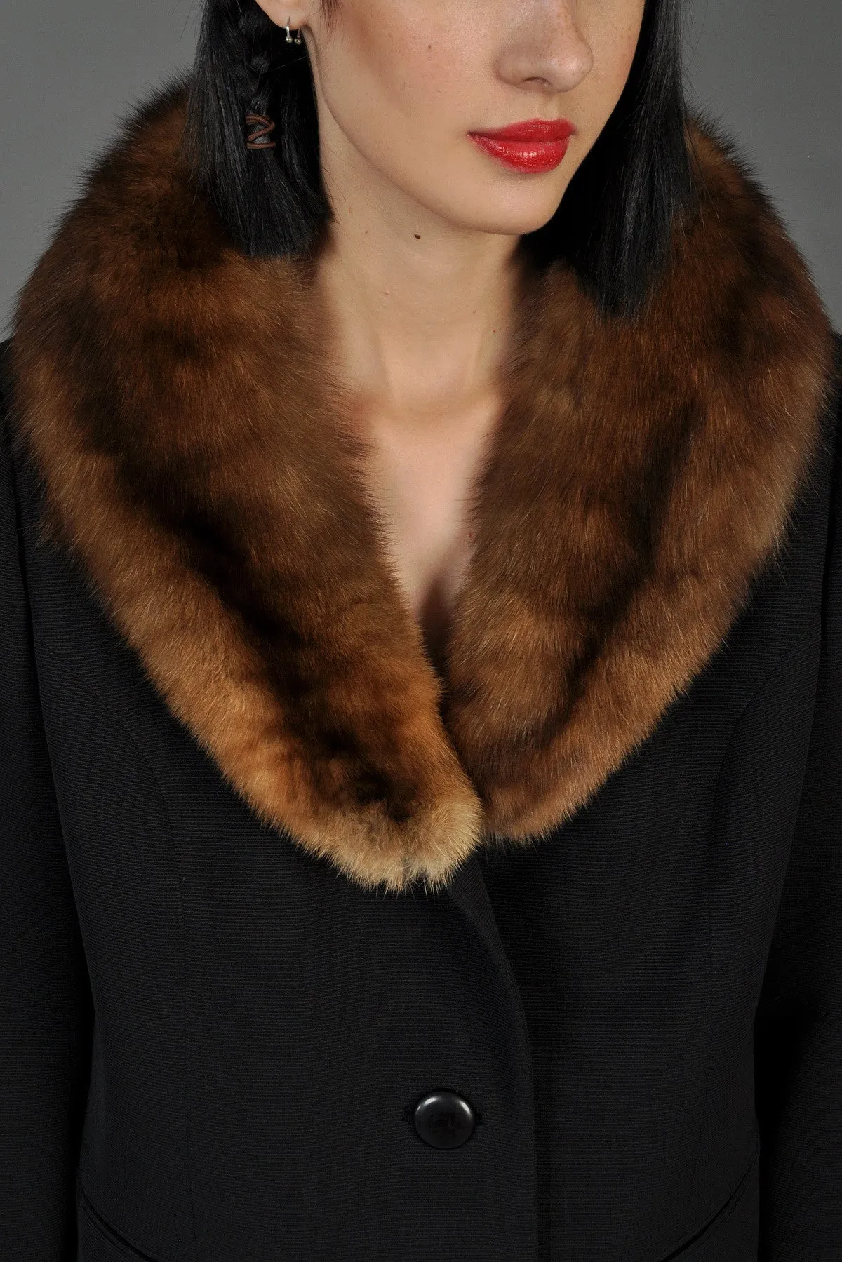 Saks 5th Ave 1960s Cropped Jacket w/Sable Collar