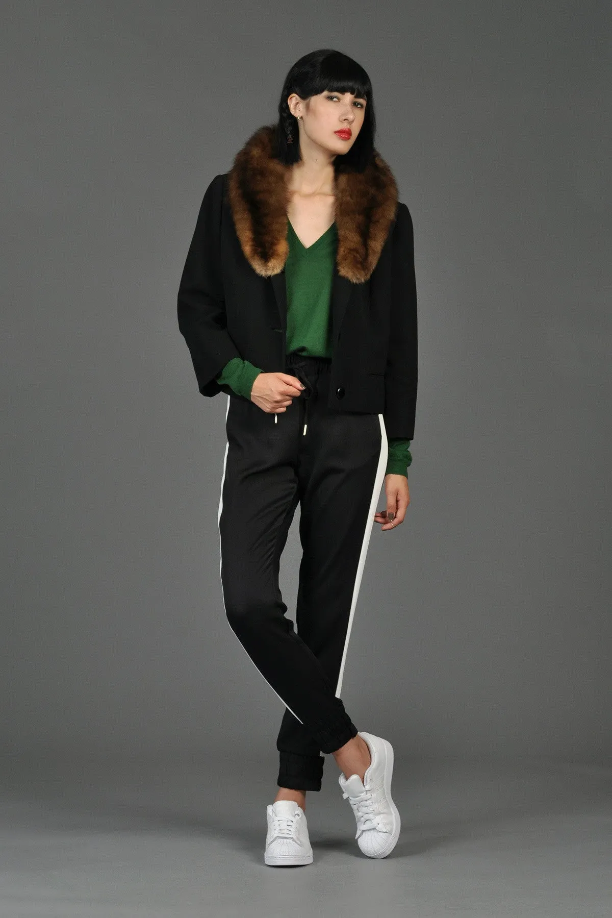 Saks 5th Ave 1960s Cropped Jacket w/Sable Collar