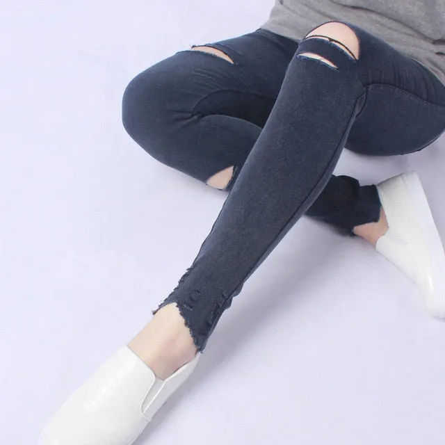 Sexy High Waist Ripped Skinny Pencil Denim Pants