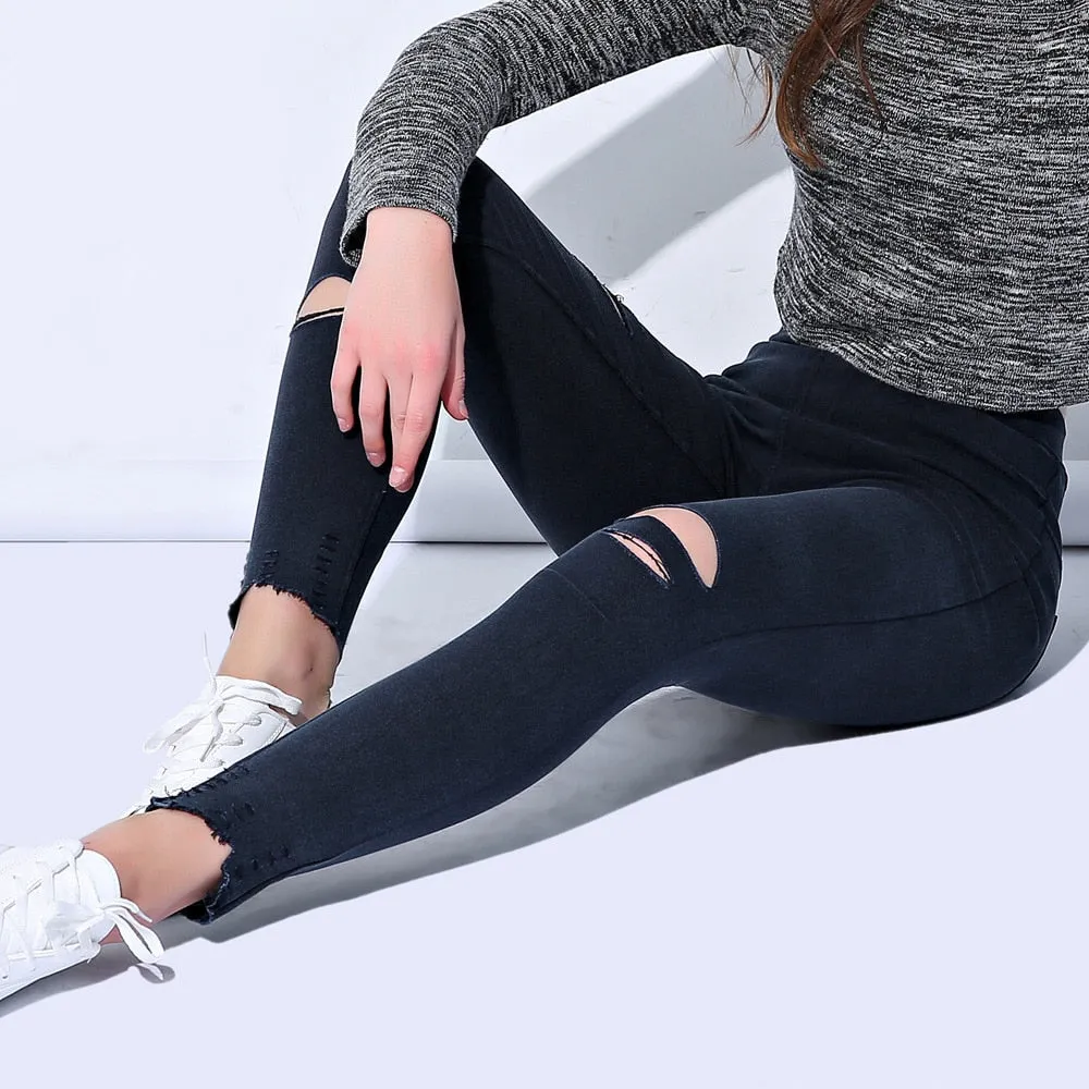 Sexy High Waist Ripped Skinny Pencil Denim Pants