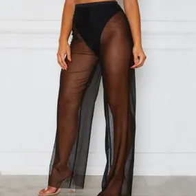 Sexy Wide Leg High Waist Mesh Sheer Pants