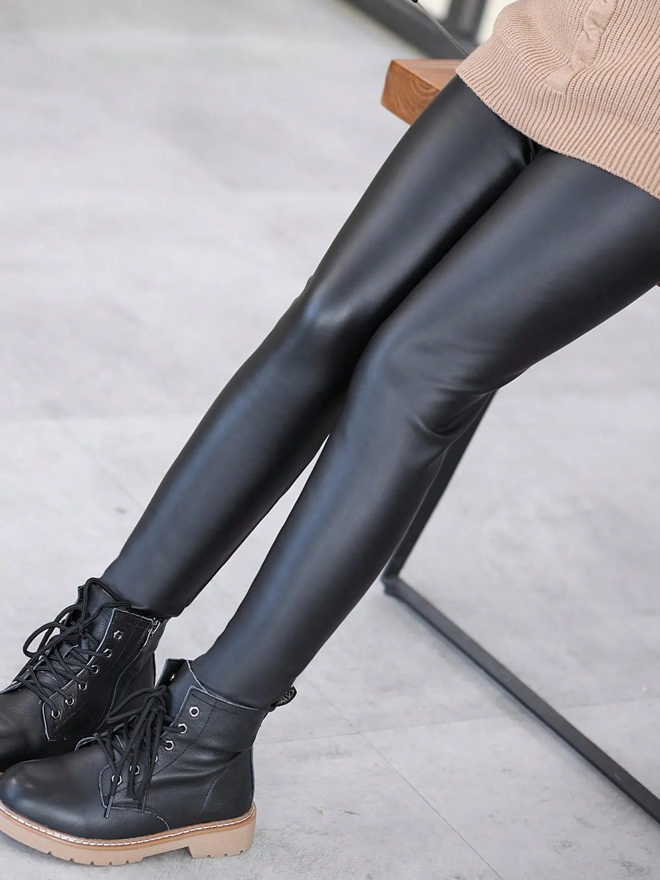 SHEIN Young Girl High-Waist Pu Leggings