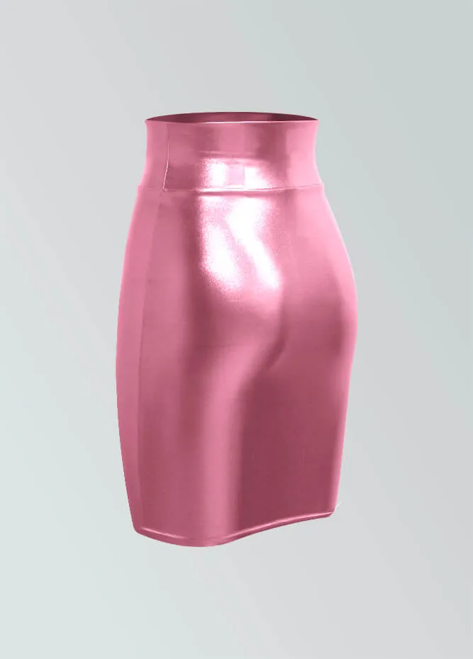Shiny Metallic High Waist Pencil Skirt