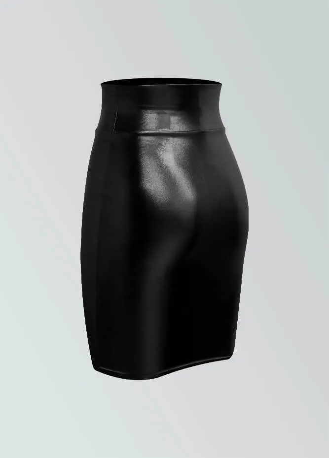 Shiny Metallic High Waist Pencil Skirt