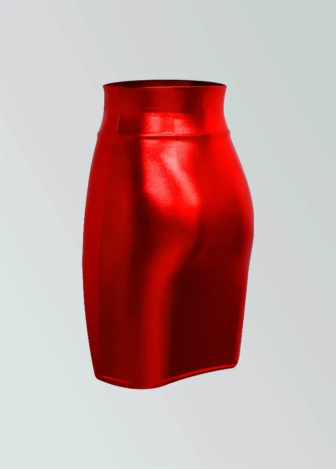 Shiny Metallic High Waist Pencil Skirt