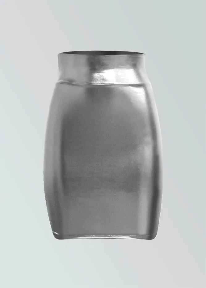 Shiny Metallic High Waist Pencil Skirt