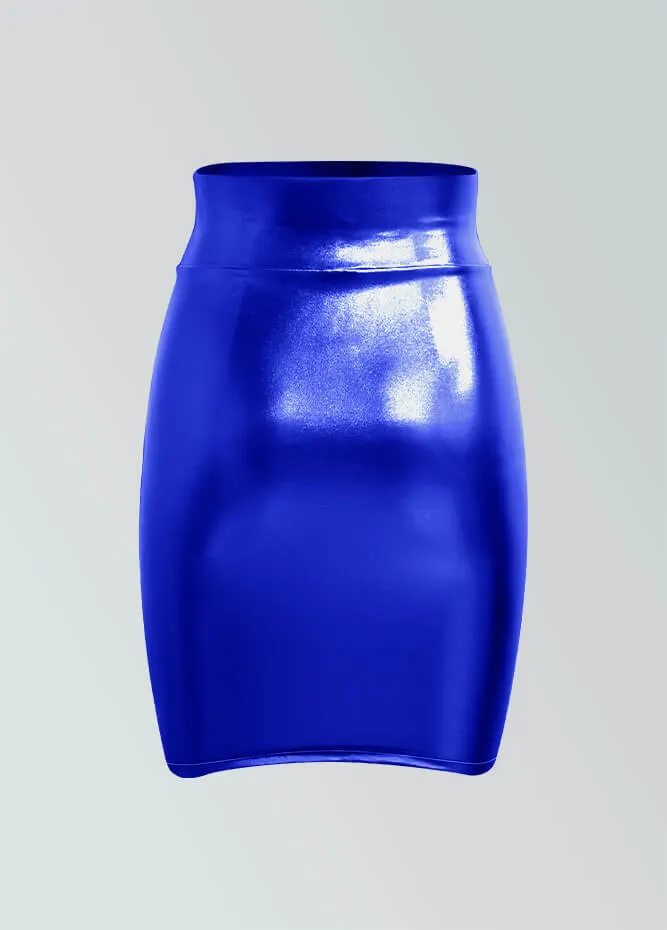 Shiny Metallic High Waist Pencil Skirt