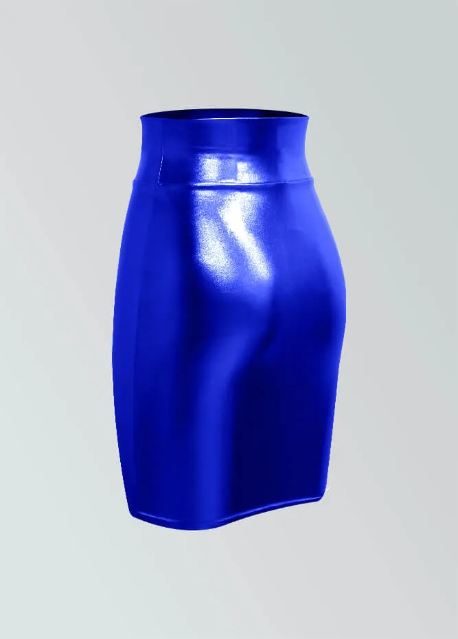 Shiny Metallic High Waist Pencil Skirt