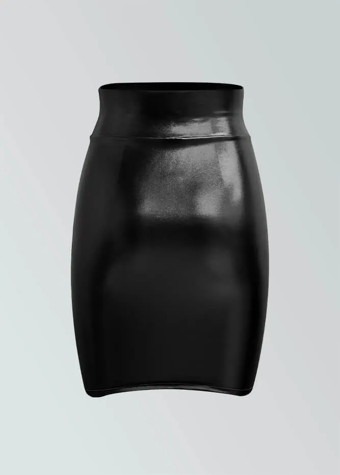 Shiny Metallic High Waist Pencil Skirt