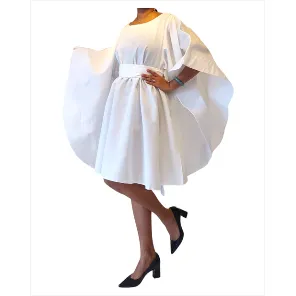 Silk Dress With Wings Poncho Dress white