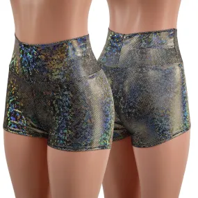 Silver Kaleidoscope High Waist Shorts READY to SHIP