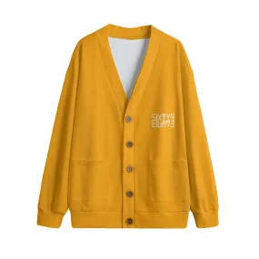 Sixty Eight 93 Logo White Orange Unisex V-Neck Knitted Fleece Cardigan