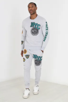 SKINNY FIT PRINTED THIGH JOGGING BOTTOMS