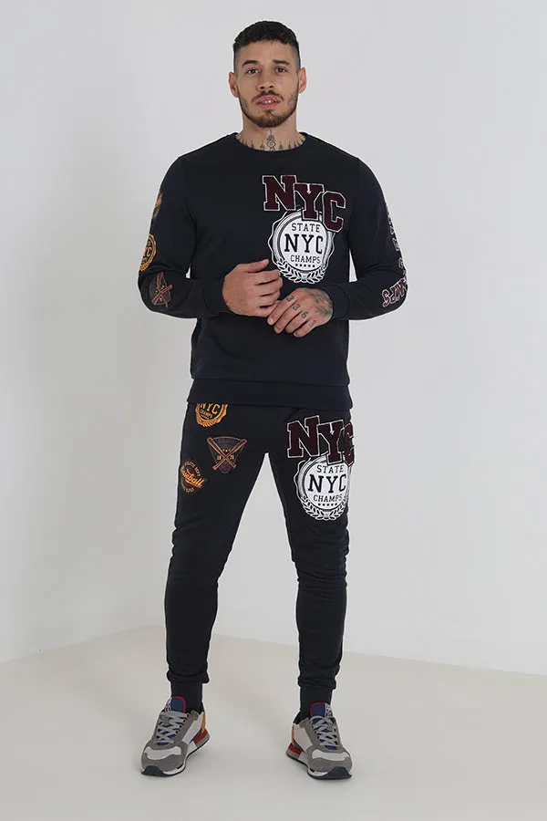 SKINNY FIT PRINTED THIGH JOGGING BOTTOMS