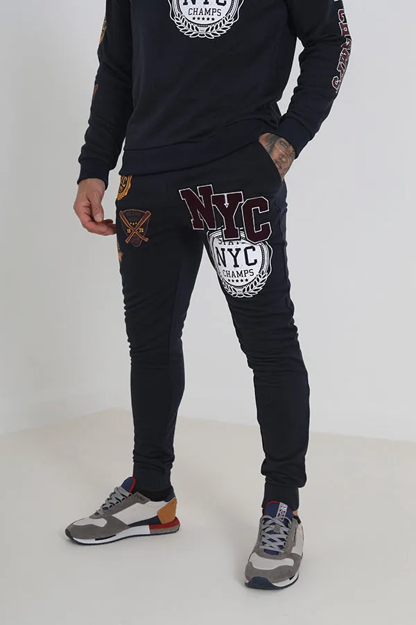 SKINNY FIT PRINTED THIGH JOGGING BOTTOMS