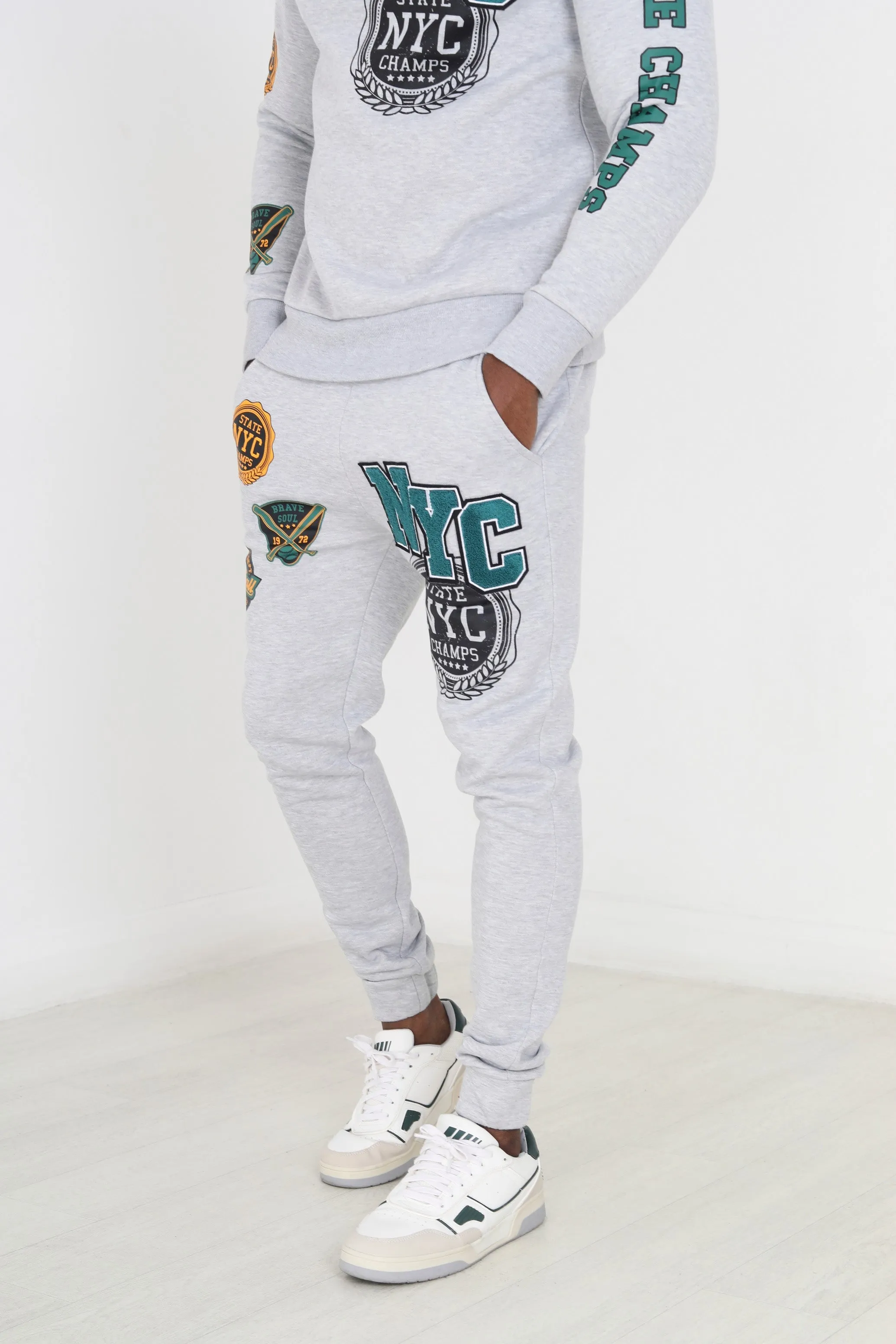 SKINNY FIT PRINTED THIGH JOGGING BOTTOMS