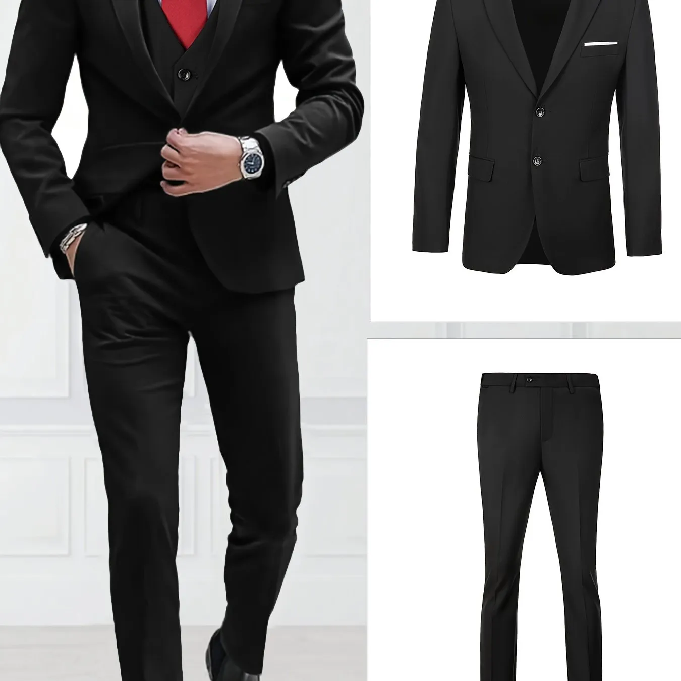 [Slim Fit Suit Set] 2pcs Pyiuhs Men's Suit Set - Solid Color Slim Fit Single Breasted Jacket Pants Set - Suitable For Parties, Weddings, Dances, Business