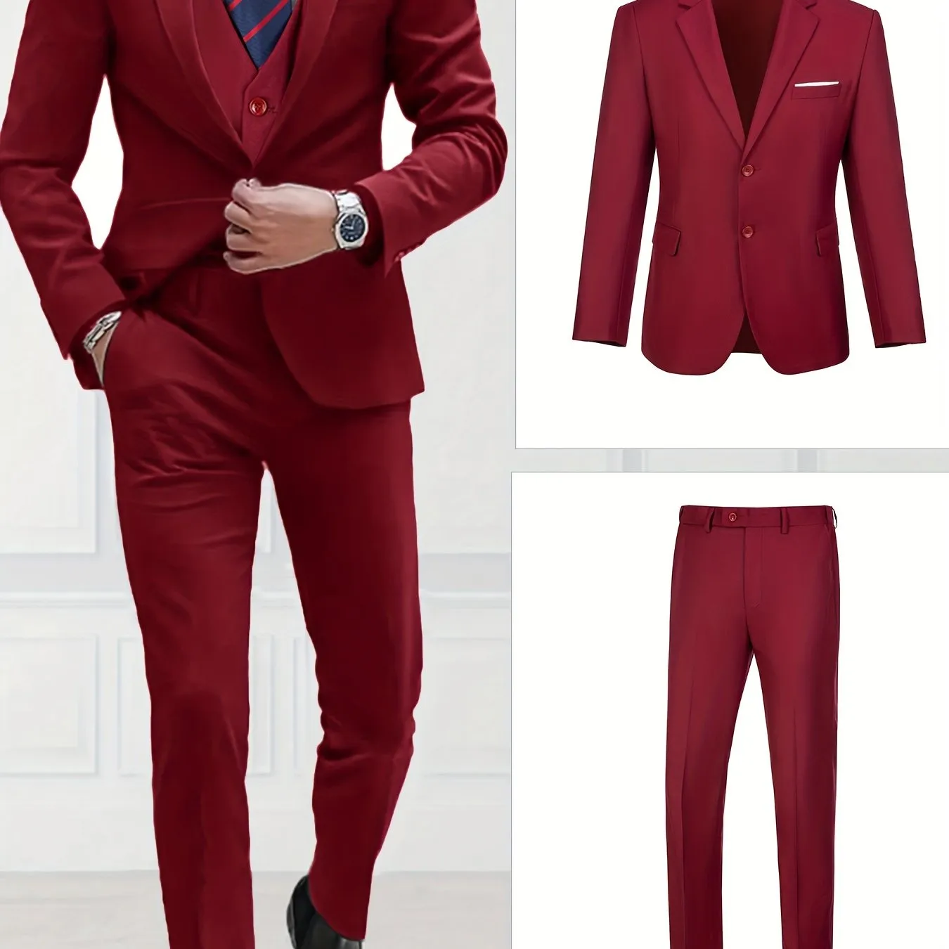[Slim Fit Suit Set] 2pcs Pyiuhs Men's Suit Set - Solid Color Slim Fit Single Breasted Jacket Pants Set - Suitable For Parties, Weddings, Dances, Business