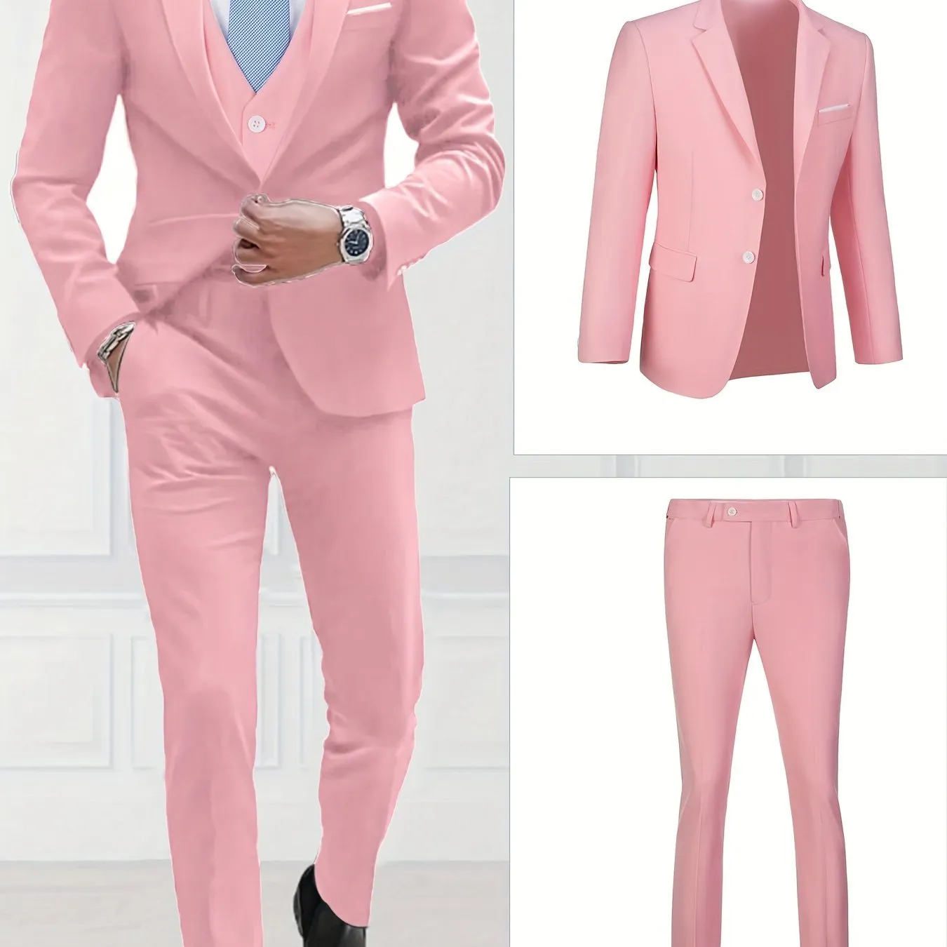 [Slim Fit Suit Set] 2pcs Pyiuhs Men's Suit Set - Solid Color Slim Fit Single Breasted Jacket Pants Set - Suitable For Parties, Weddings, Dances, Business