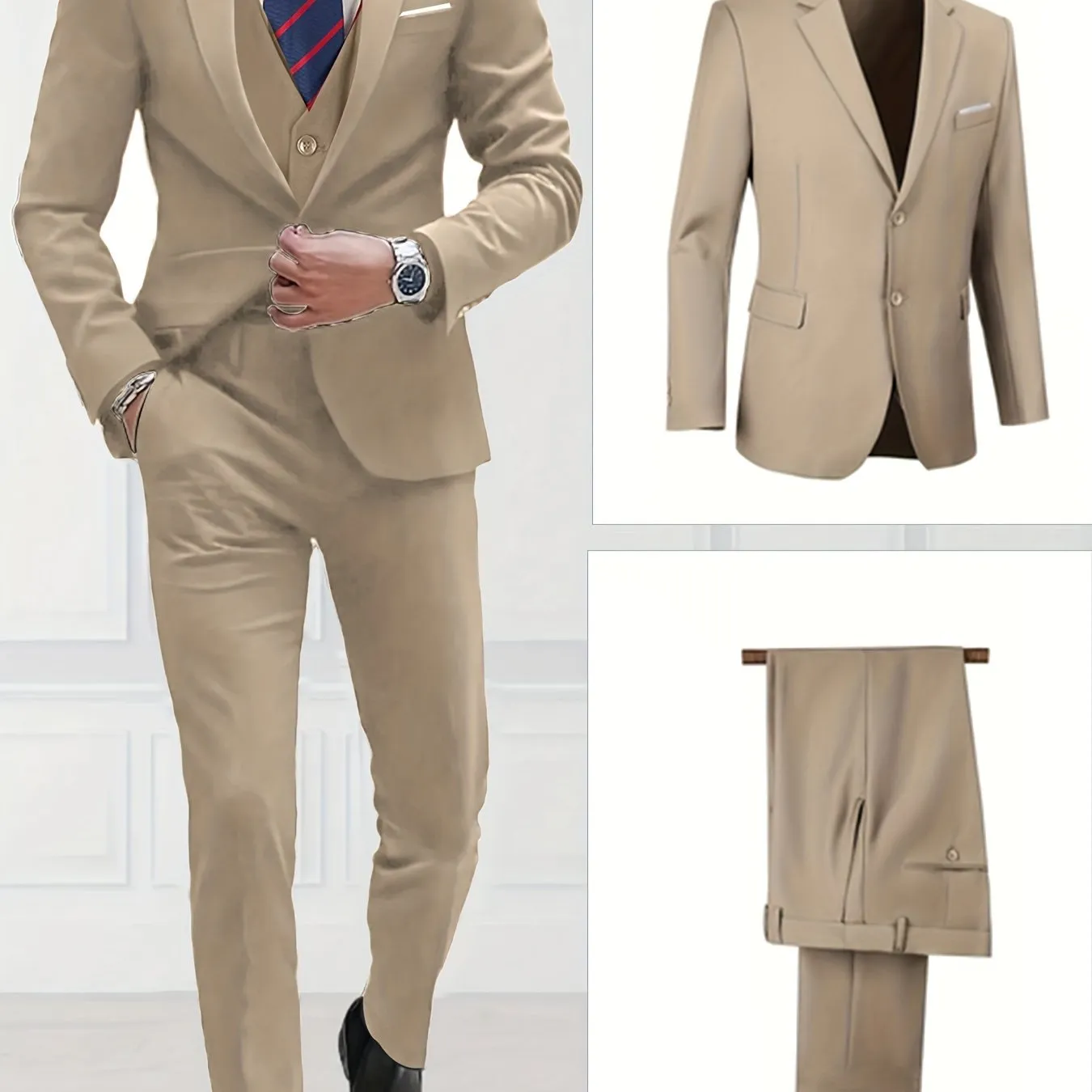 [Slim Fit Suit Set] 2pcs Pyiuhs Men's Suit Set - Solid Color Slim Fit Single Breasted Jacket Pants Set - Suitable For Parties, Weddings, Dances, Business